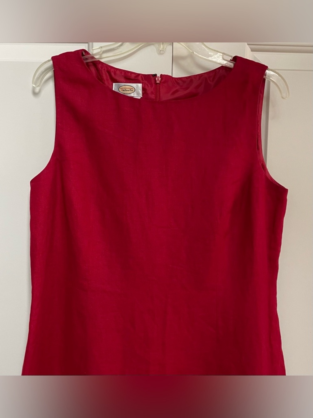 Talbots Vintage 12 True Red 100% Irish Linen Lined Sheath Classic Timeless Work - Picture 3 of 13